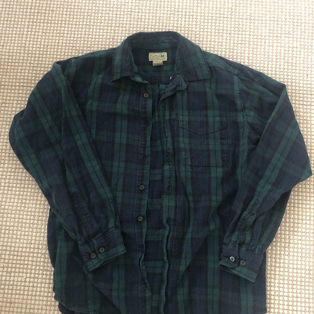 L.L. Bean Women's Blue Green Flannel - Medium